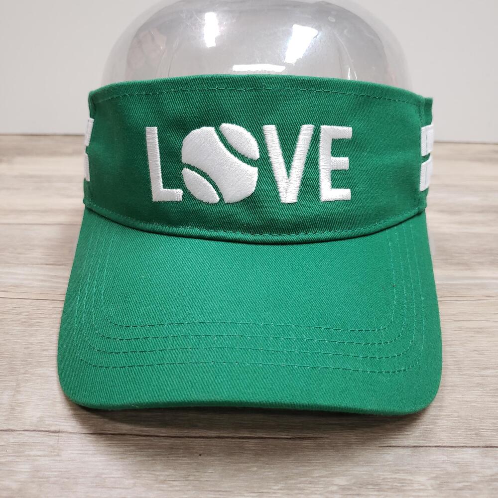 Runway Athletics LOVE Tennis Visor Cap Hat Green Strap Back OS Adjustable